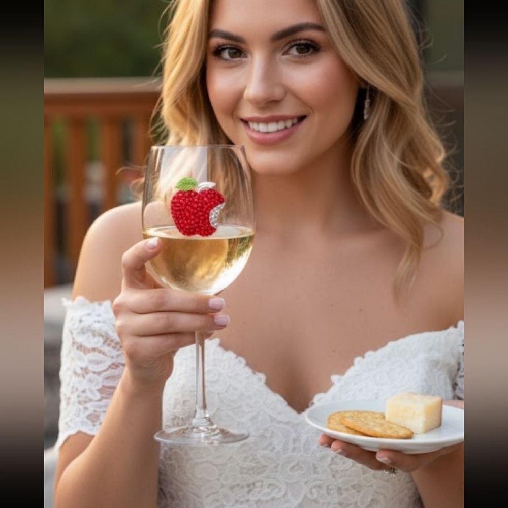 The Queen's Jewels-❣️ Embellished Apple Wine Glasses